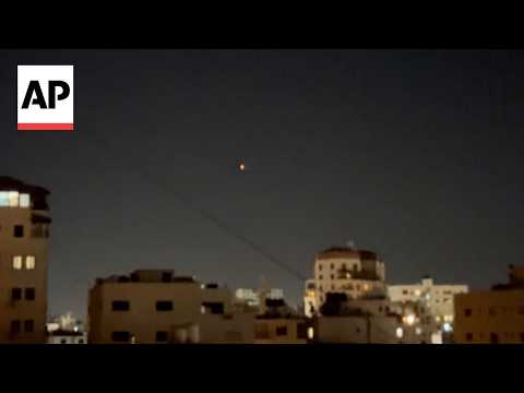 Video Thumbnail: Missiles seen over West Bank after Israel says Iran launched missiles at it