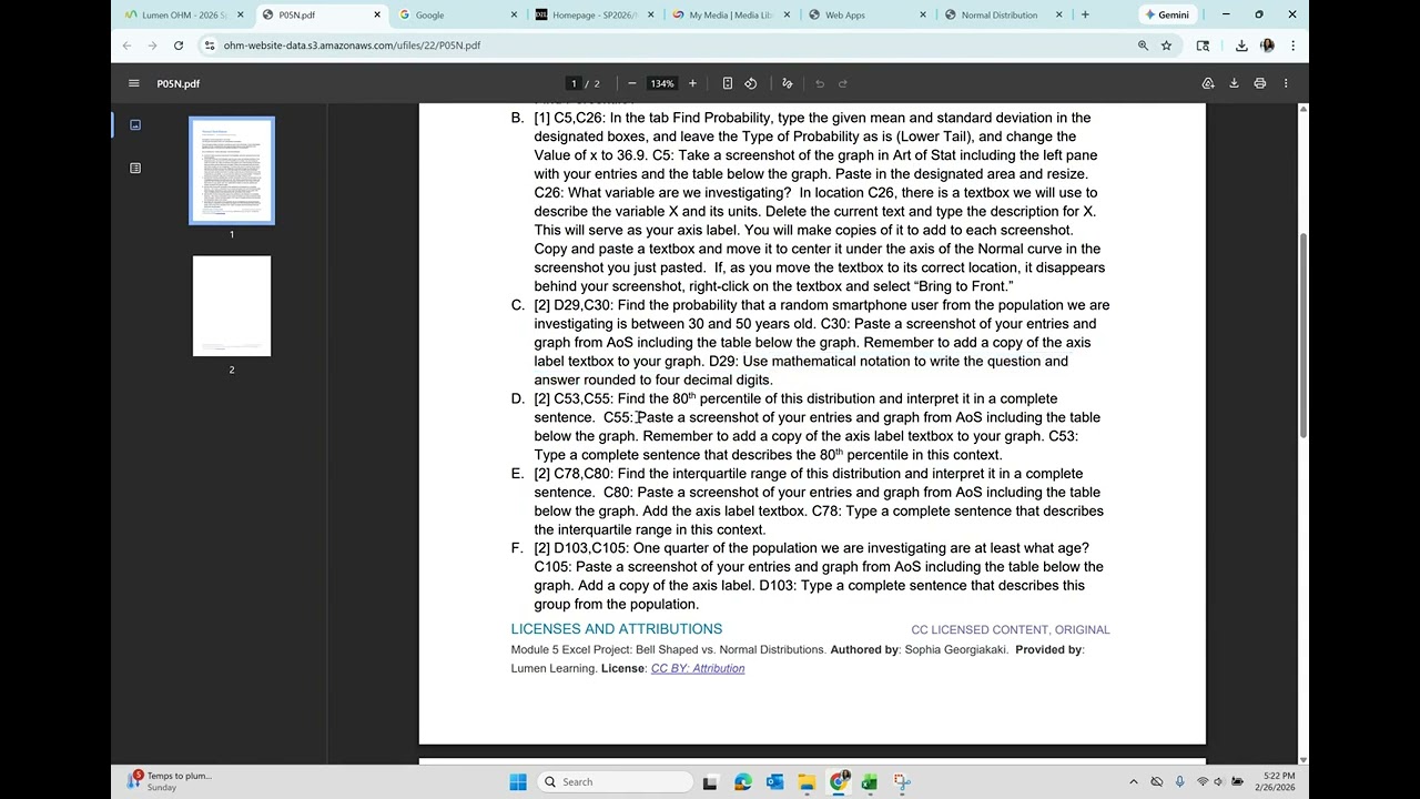 Statistics Excel Project 5 - Normal Distribution