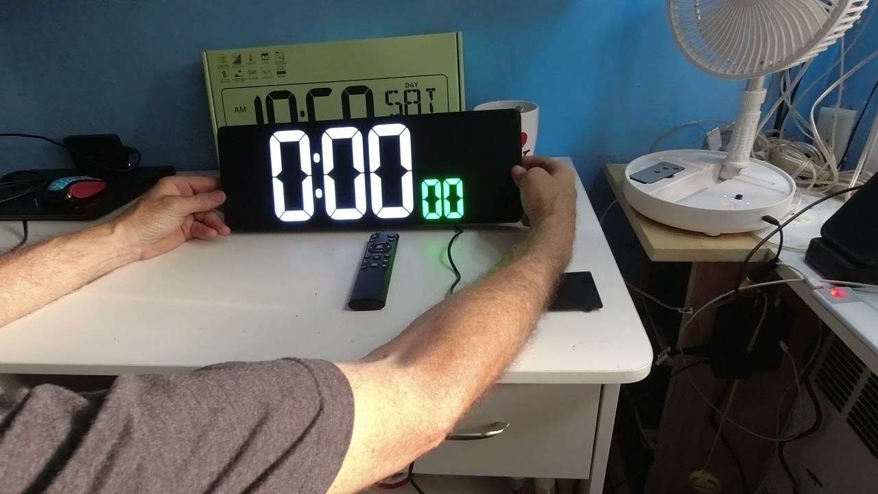 XREXS Large Digital Wall Clock Auto Set, 16.5 Inch LED Digital Clock