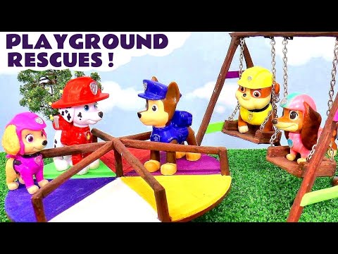 The Pups work as a team in these Playground Rescue Stories
