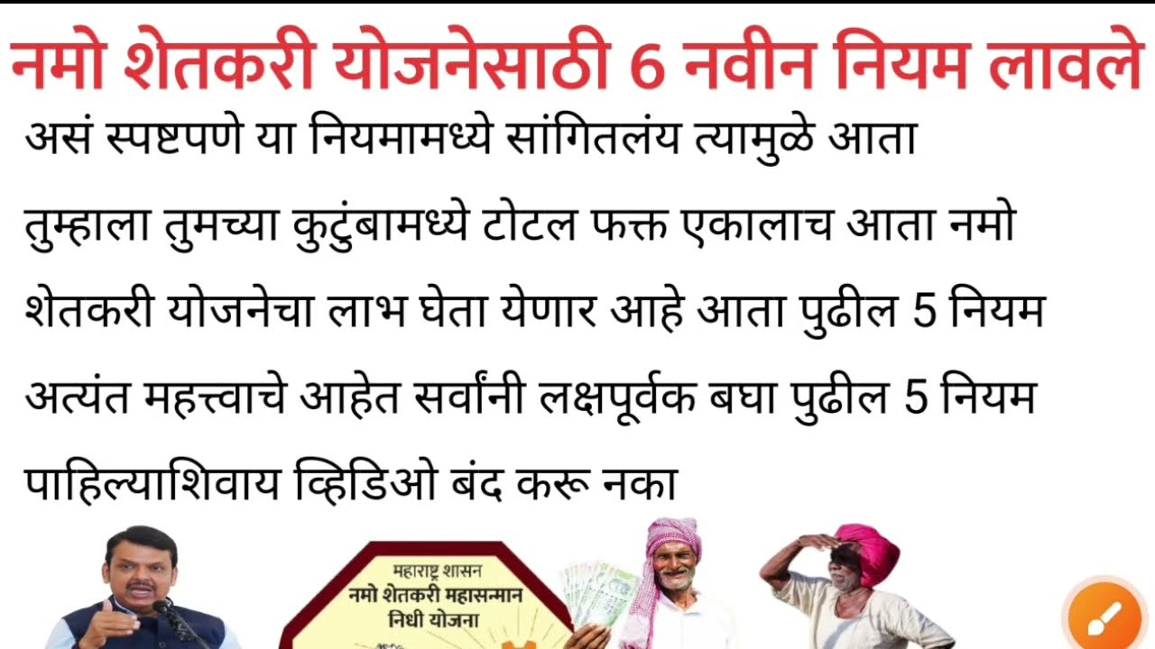 Namo Kisan Maha Samman Nidhi Yojana | नमो शेतकरी योजनेचा 6 वा हप्ता येण्यासाठी 6 नवीन नियम | 244