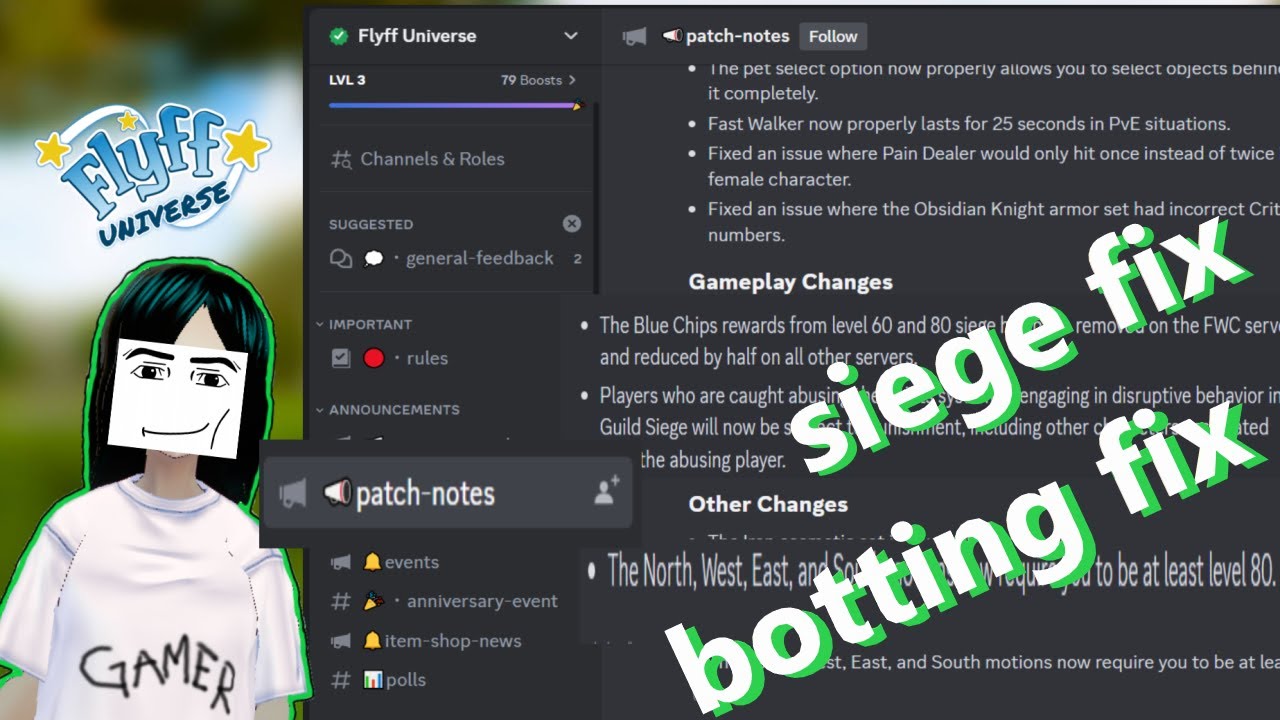 my reaction and analysis on Flyff Universe patch note 1.2.9.