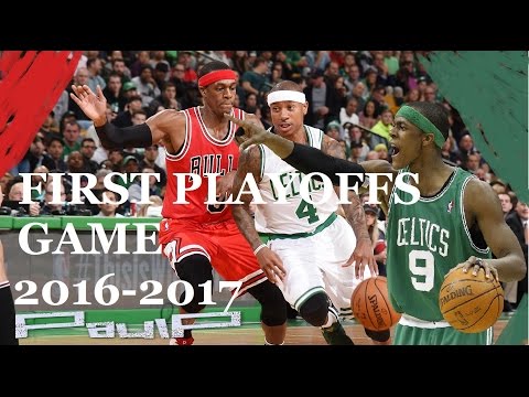 Rajon Rondo FIRST PLAYOFFS GAME at Boston , 2017 Playoffs R1G1 - 12 Pts, 7 Rebs, 6 Assists!