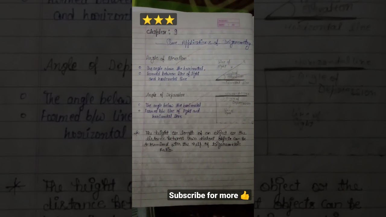 #mathematics #class-10th, chapter-9 ,Some Application of Trigonometry.#notes ...👍⭐🔔