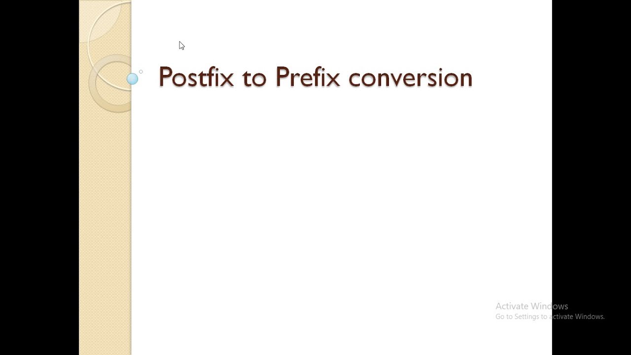 Postfix to prefix conversion step by step solution