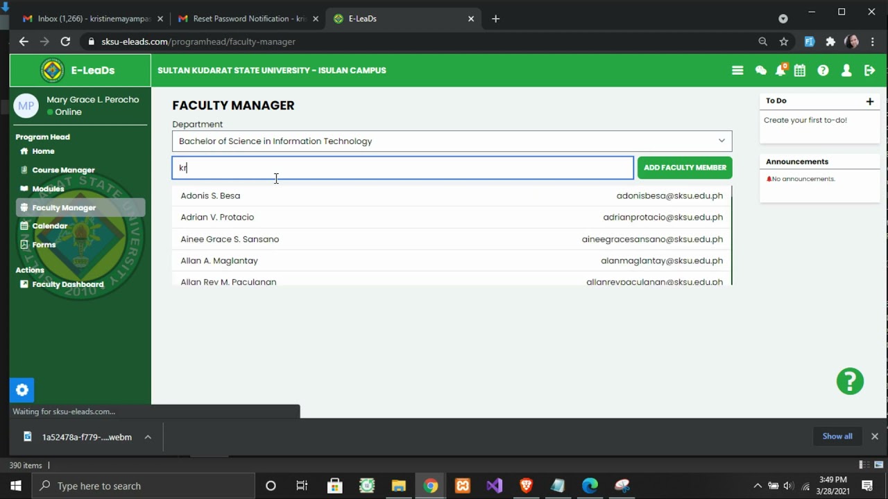 SKSU E-LeaDS: How to enroll faculty and upload csv workload