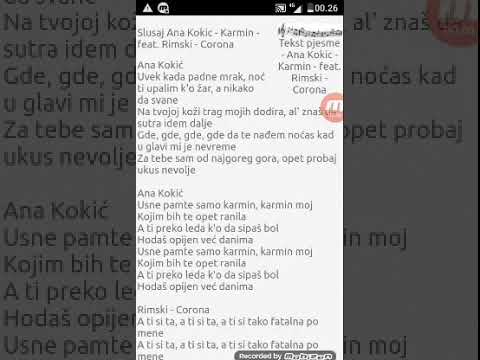 ANA KOKIC & CORONA X RIMSKI - KARMIN - TEKST