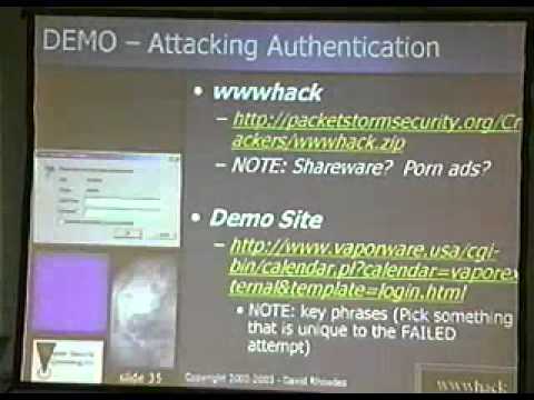 DEF CON 11 Hacking Conference Presentation By David Rhoades - Hacking Web Apps - Video