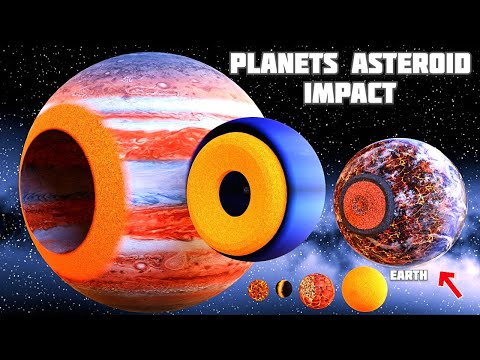 Planets asteroid impact Size Comparison in the Solar System☄️🌎🔥