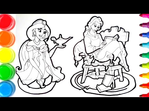 dessin et coloriage princesses Disney Yasmine et belle/ how To draw and color for kids #TT119