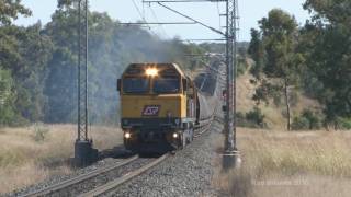 preview picture of video 'Trains in Australia ; QR EMD diesel hauled coal train'