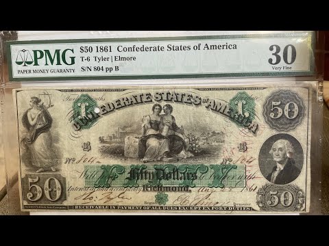 1861 Confederate Currency #currency #papermoney #papermoneycollection #confederate #currency 