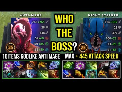 Can Flying Butterfly Nighstalker Defeat 10Items Godlike Anti Mage? OMG + 445 Attack Speed DotA 2