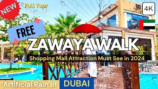 NEW! ARTIFICIAL RAIN Show near DUBAI at ZAWAYA WALK Sharjah! SPECTACULAR FREE Attraction 4K Tour 🇦🇪