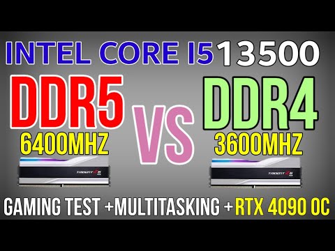 I5 13500 VS I5 13600K VS R5 7600 DDR5 VS DDR4 + RTX 4090 OC 1080p how much the difference in gaming