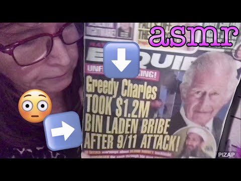 Quiet ASMR relaxation Flip thru National Enquirer Magazine browsing, commenting, coffee, bubblegum