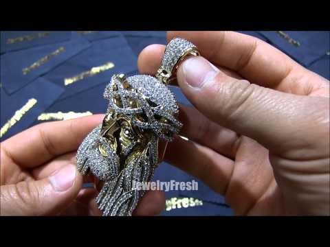 Top Selling Gold 3D Jesus Piece Pendant Lab Diamonds by Jewelry Fresh