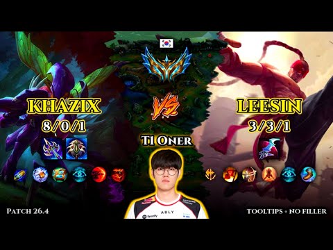 T1 Oner | Khazix JUNGLE vs LeeSin | Patch 26.4 | 2026-02-21 | KR CHALLENGER