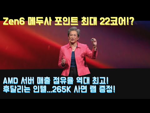 Zen6 메두사 포인트 최대 22코어!? AMD 서버 매출 점유율 역대 최고! 위기의 인텔, 265K에 32GB 램 증정...아크 프로 B60 공식 확인!