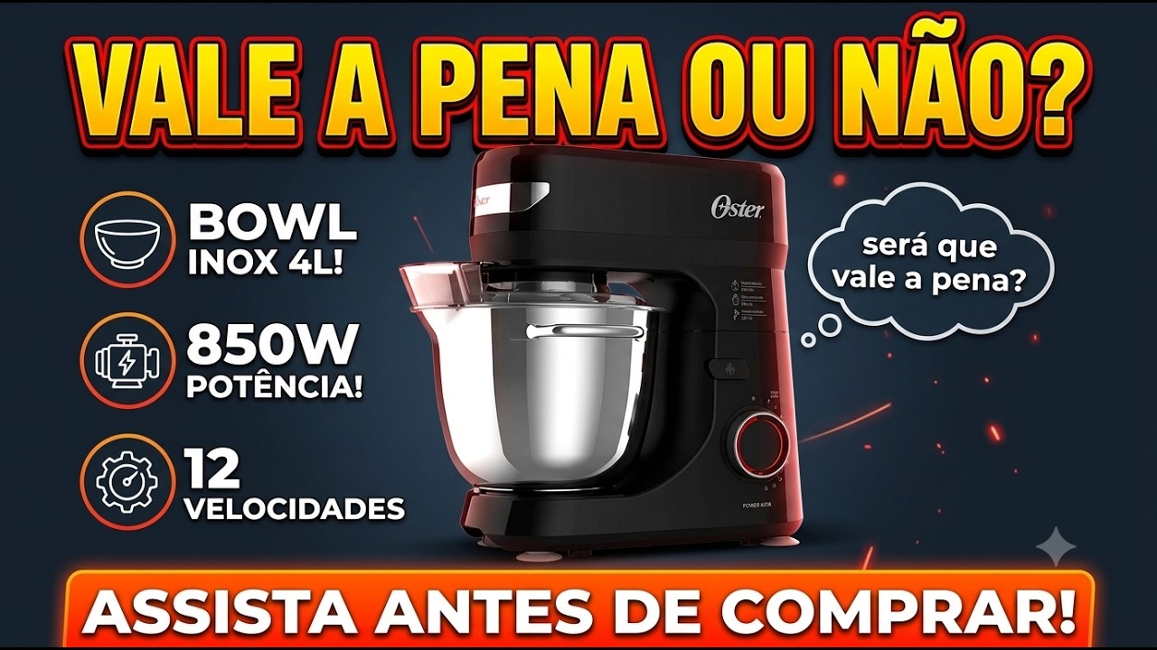 Miniatura da avaliação em vídeo de Batedeira Planetária Oster Bowl Inox III 127V