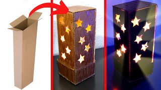 Lampshade making with cardboard - how to make a night lamp - diy home tutorial