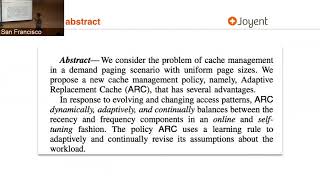 Bryan Cantrill on ARC: A Self-Tuning, Low Overhead Replacement Cache [PWL SF] 10/2017