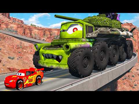 Giant MONSTER TANK Mater Eater VS Cars Lightning McQueen Escape Monster Beamng Drive #10