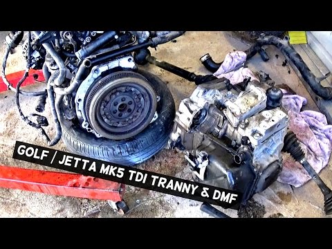 VW JETTA GOLF MK5 1.9 TDI TRANSMISSION AND DMF REMOVAL REPLACEMENT