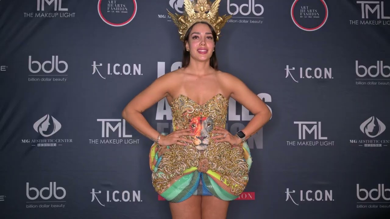 Fernanda La Rosa poses in her runway look @artheartsfashion LAFW