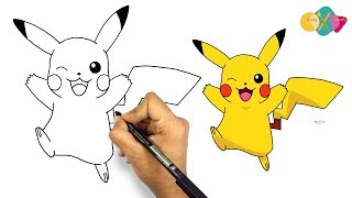 how to draw pikachu  from pokemon go game step by 