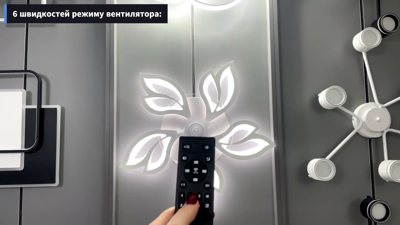 Управляемая светодиодная люстра с вентилятором FAN ASTRA 85W+18W 5F APP-680×120-BLACK/CLEAR-220-IP20