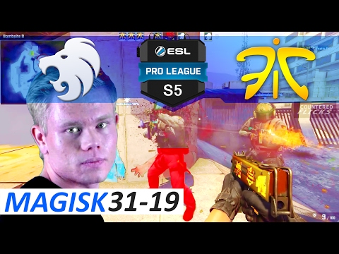 Magisk POV 31-19 CS:GO - fnatic vs North [Overpass] ESL Pro League Season 5
