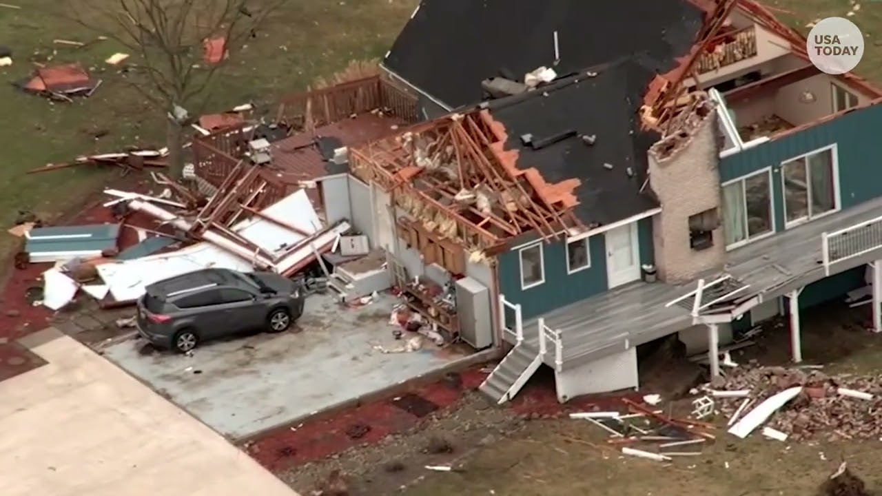 Aerial view shows tornado devastation. See video from Michigan.