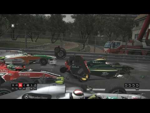 Big pileup at Monaco (slow motion replay)