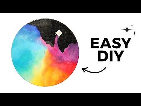 How To Paint a Colorful Vinyl Record 🌈 EASY Acrylic Painting DIY ✨