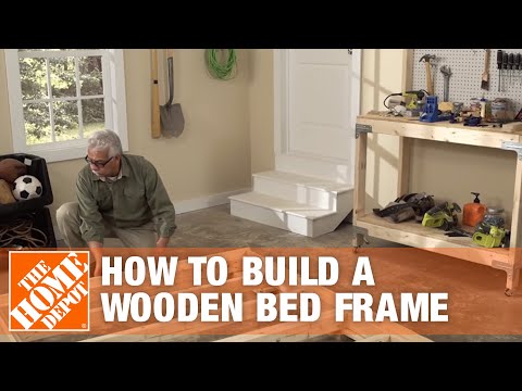 Part of a video titled How to Make a Wooden Bed Frame | The Home Depot - YouTube