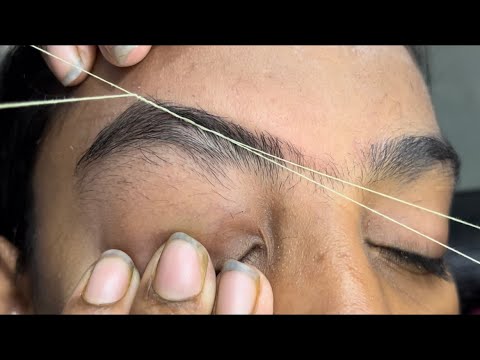 Eyebrow threading tutorial for beginners | thick to thin eyebrow threading #eyebrowthreading