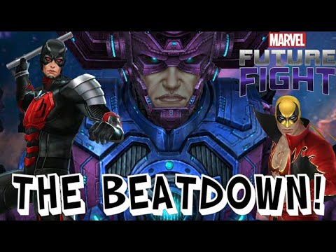 Beating on Galactus featuring Daredevil and Ironfist! Marvel Future Fight