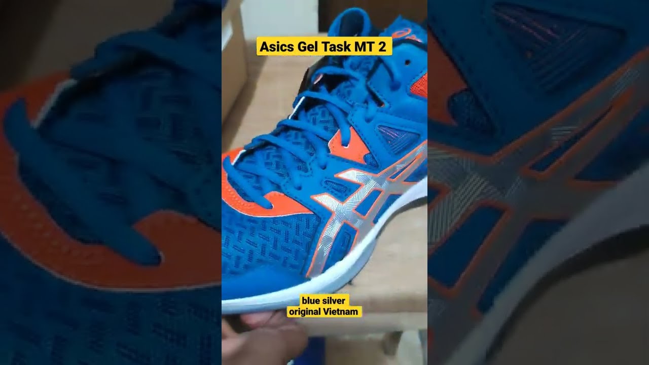 Review Asics Gel task Blue silver  MT 2 original vietnam #shorts #sepatuvolly #asics #asicsshoes