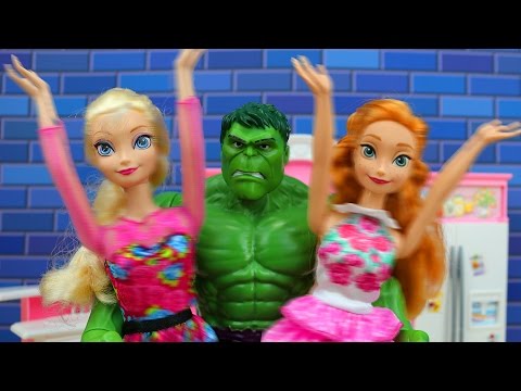 Kristoff se Convierte en el Hulk con Anna y Elsa de Frozen AventurasJuguetes
