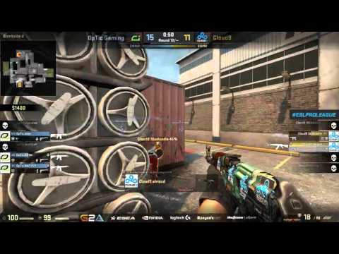 shroud and Skadoodle win 2v4 and save match point- Cloud9 vs. OpTic Gaming CS:GO ESL Pro League