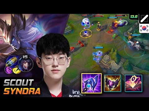 Scout Mid Syndra Build Luden's Tempest First Strike - Scout Syndra Match Highlight - LOL KR 13.6