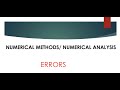 Error Analysis In Numerical Analysis