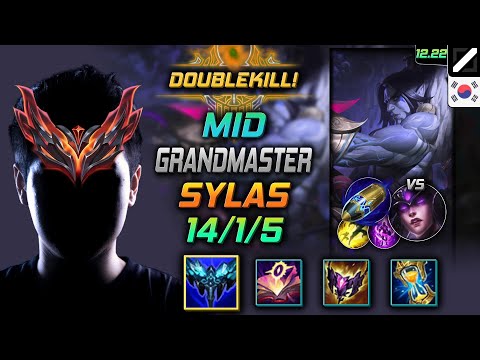 GrandMaster Mid Sylas Build Everfrost First Strike - Sylas Mid vs Syndra - LOL KR 12.22