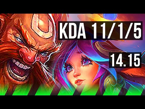 GRAGAS vs LILLIA (JGL) | 11/1/5, 66% winrate, Legendary | TR Grandmaster | 14.15