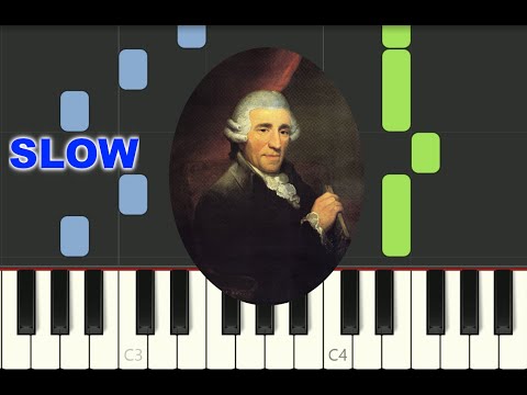 SLOW SUPER EASY piano tutorial "MENUET XVI 8" Haydn, classic, for beginners, with free sheet music