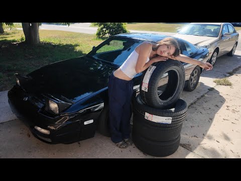 spend a day with me | installing *new* tires on my project car + manual driving, *falken tires*