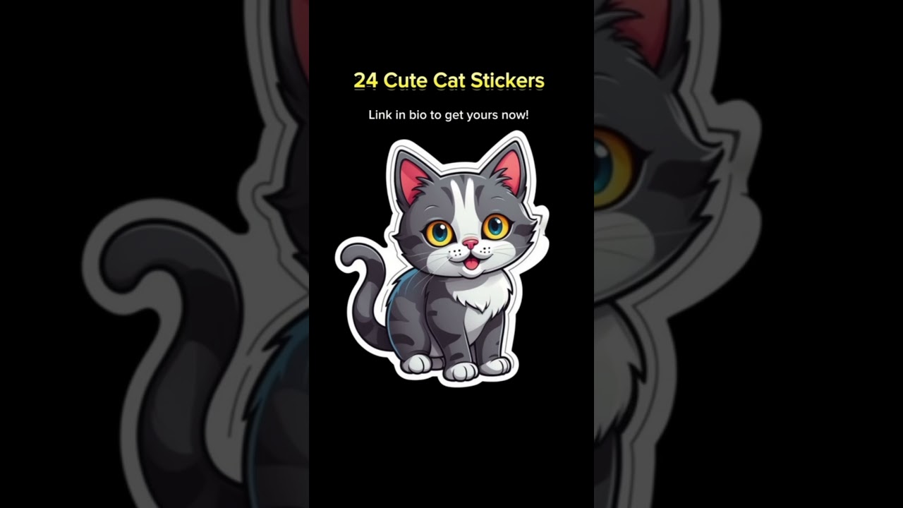 24 Cute Cat Stickers – Instant Digital Download #cat #catsuk #funny #catvideos #usa #tiktok #anime