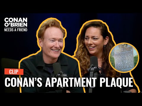 Conan Reacts To A Fan-Made Plaque Outside His Former Apartment | Conan O'Brien Needs A Friend
