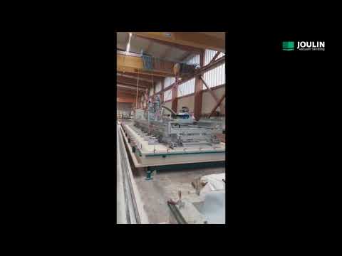 Infeed a press for CLT panels with Joulin manual stacker